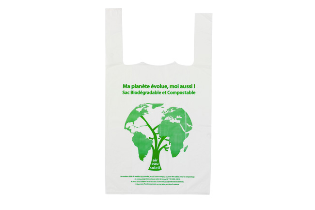 Sac bretelle réutilisable biodégradable transparent 26+12x45 cm
